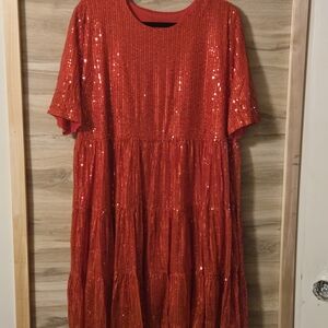Elegant Red Sequin Dress